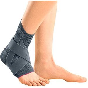 medi Levamed Active Enkelbandage links, zilver, maat I, voetbandage met stabiliserend gordelsysteem