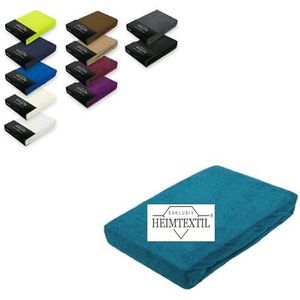 EXKLUSIV HEIMTEXTIL Badstof hoeslaken elastiek rondom 180 x 200 cm petrol