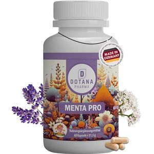 Dotana Menta Pro Slaapsupplement, 60 capsules met valeriaanwortel, lavendel, passiebloem en vitamine B, natuurlijk voor een goede slaap en ontspanning