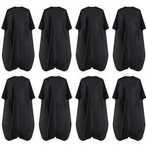 Forno Zwarte waterdichte kapsaloncape, professionele kapperscape met metalen kliksluiting, haarknipcape voor volwassenen, waterbestendige kapperscape 149,9 x 119,4 cm (8 stuks)