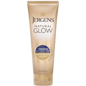 Jergens Natural Glow Zelfbruiner Verstevigende Vochtinbrengende Crème voor Dagelijks Gebruik, voor Bleke tot Gemiddelde Huidskleur, 220 ml