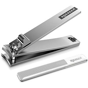 Kaasage Nagelknipper en vijl, klassieke roestvrijstalen nagelfrees met glazen nagelvijl, clip, vingernagels en teennagels, eenvoudig, cadeau voor mannen, vrouwen en senioren