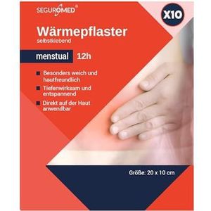 SEGURMED Warmtepleisters, warmtekussen, lichaamswarmer voor menstruatie, tegen buikpijn, 10 stuks, voor vrouwen, menstrueel