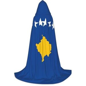 HJLUUFT Vlag van Kosovo print Hooded Mantel Renaissance Hooded Cape voor Vrouwen Mannen, Middeleeuwse Ridder Outfit Gothic Unisex