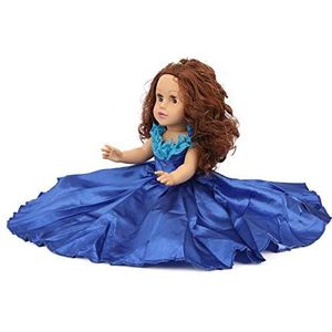 Poppen speelgoed, 19 inch zacht krullend haar pop simulatie levensechte baby meisjes pop model vinyl schattig pop speelgoed met prinses jurk kids pop collectie speelgoed(Q18-575 Witte huid)