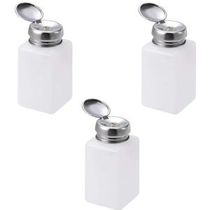 Utoolmart 180Ml Alcohol Vloeibare Druk Pompen Dispenser, voor Nagellak Remover, Lip Eye Make-up Remover, Pomp Dispensers Lege Fles met Pompkop, 3 Stuks