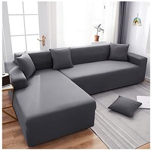 Bankovertrek Hoekbank l vorm Bankhoes 2 zits 3 zits 4 zits Stretch Hoekbanken xl xxl Grijis/Beige L-vorm Sofa Covers van Polyester Gemakkelijk te Reinigen