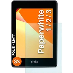 moex Beschermfolie mat compatibel met Amazon Kindle Paperwhite 1-3 - folie tegen reflecties, anti-reflecterende displaybescherming, matte displayfolie - 3 stuks