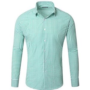 Reslad RS-7007 Geruit overhemd voor heren, slimfit, strijkvrij, vrijetijdshemd, geruit hemd, klederdrachthemd, groen, S