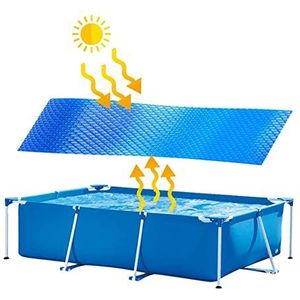 Zwembad zonne-afdekzeil, rechthoekig, 260 x 160 cm, zonnefolie, zwembadverwarming, zwembadverwarming voor waterverwarming, warmtezeil, blauw