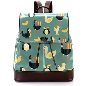 Gepersonaliseerde Toevallige Dagrugzak Tas voor Teen Travel Business College Kleurrijke Patroon met Vogels, Meerkleurig, 27x12.3x32cm, Rugzak Rugzakken