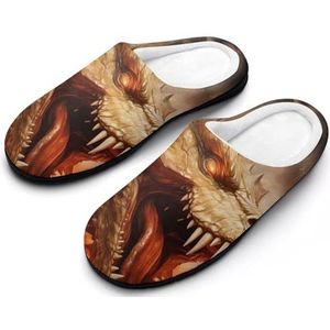Fire Dragon Katoenen Slippers Voor Vrouwen Warme Anti-Slip Rubber Zool Huisschoenen Voor Indoor Hotel 9-10 (40-41)