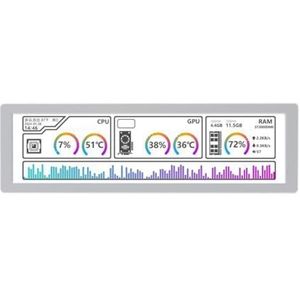 Goufride 8,8 inch USB-monitor 1920 x 480 pc hoesje extra scherm desktop RGB-omgevingsscherm, IPS-paneel, Type-C interface zilver