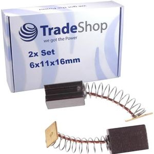 2 x Trade-Shop koolborstels motorkooltjes slijpkolen 6 x 11 x 16 mm compatibel met Parkside XQ600 slijpmachine