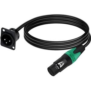 D-Type XLR Mannelijke Paneelmontage naar XLR Vrouwelijke Connector Pass Through Kabel, 3 Pin XLR Pass Thru Converter Compatibel met Microfoon (Color : Green, Size : 2m)
