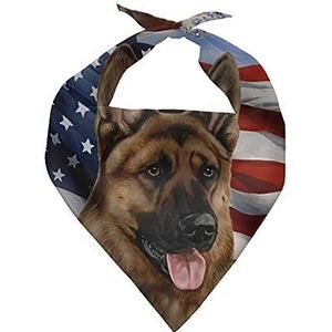 SEANATIVE Duitse herder met Amerikaanse vlag ontwerp hond Bandanas,Patriottische Decor hond sjaal verstelbare slabbetjes kerchief, wasbaar