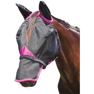 Weatherbeeta - Vliegenmasker voor paarden met oren en neus COMFITEC Deluxe (Poney) (zwart/paars)