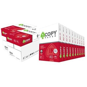 Copy Paper | 2 dozen met 10 verpakkingen à 500 vellen (5.000 vellen) | DIN A4 en 80 g | verpakkingen voor kantoor, thuis | folie voor laser- en injectieprinters, kopieerfax