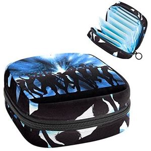 Periode Pouch Draagbare Tampon Opbergtas,Tampon Houder voor Portemonnee Vrouwelijke Product Organizer,Partij Achtergrond, Meerkleurig, 4.7x6.6x6.6 in/12x17x17 cm