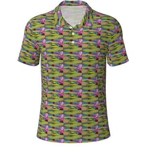 PPHGUT Leuke Kikker Print Mannen Korte Mouw Comfort Polo Shirts Casual Dagelijks Outdoor Vakanties Sport Reizen, Zwart, S
