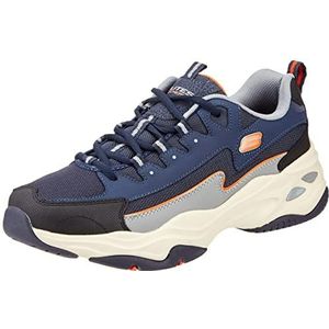 Skechers D'Lites 3.0 Sneakers voor dames, Navy Lederen Pu Mesh Oranje Trim, 43 EU