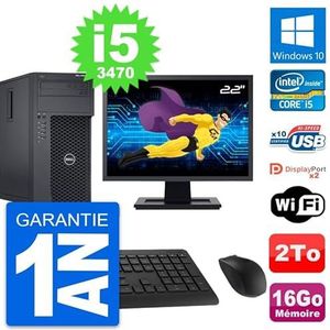 Dell PC Tower T1650 Display, 22 inch, Intel i5-3470 RAM, 16 GB, 2 TB, Windows 10, WiFi (gereviseerd)