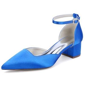 Recuriey Damessandalen - Spitse Chunky Heel Open Closed Toe Court Shoes, 4.5cm Elegant Wedding Party Wedding Shoes Damesschoenen,Blauw,35 EU