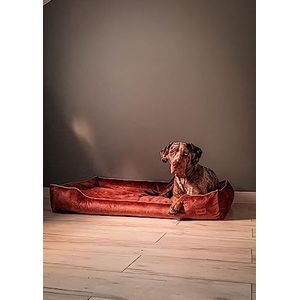 Halkalife Waterdichte en slijtvaste hondenbank. Luxe, glamoureuze bank voor een hond of kat. Zacht hondenbed. (L (100x70x18 cm), vuile roze)
