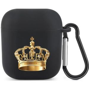 Gouden Koningin Kroon Leuke Case Voor AirPods 2&1 Schokbestendige Beschermende Hoofdtelefoon Gevallen Cover Met Sleutelhanger Voor Mannen Vrouwen