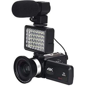 Videocamera, Volledige 4K Vlog-videocamera for livestreaming Outdoor Digitale Camcorder Webcam 16X Recorder Fotografie(32G SD Card,Silver)