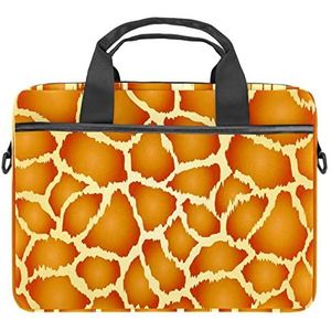 Natuurlijke Oranje Giraffe Print Laptop Schouder Messenger Bag Crossbody Aktetas Messenger Sleeve voor 13 13.3 14.5 Inch Laptop Tablet Beschermen Tote Bag Case, Meerkleurig, 11x14.5x1.2in /28x36.8x3 cm