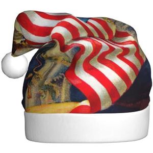 TyEdee Amerikaanse Amerikaanse vlag Eagle Art1 print Xmas Vakantie Hoed voor Volwassenen, Kerstmuts, Zachte Kerstmuts, voor Feestelijke Kerstfeest Decor