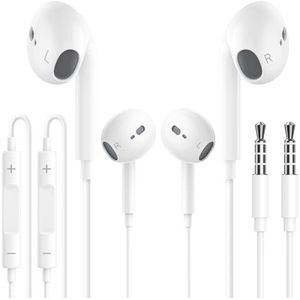 2 stuks in-ear hoofdtelefoon met kabel, 3,5 mm jack oortelefoon met microfoon en volumeregelaar, noise cancelling hoofdtelefoon voor Samsung, iPad, Xiaomi, MP3/4, Hua-wit, iPhone 6/5/SE, enz. 3,5 mm