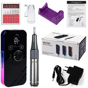 Nagelvijl elektrisch, 35000 RPM draagbare elektrische nagelboormachine, oplaadbare nagelfreessnijsets for manicure, nageltips manicure nagelvijl(SG705-blue)