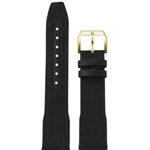 For IWC Nylon Horlogeband for Grote Piloot for Kleine Prins for Mark 18 Nylon Canvas Koeienhuid Heren Horlogeband 20 21 22mm Groene Armband (Color : Black gold pin, Size : 21mm)