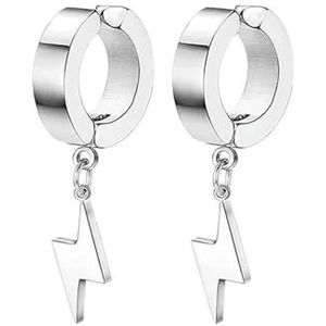 2-14 stuks Clip op oorbellen voor mannen vrouwen roestvrij staal nep Cross Dangle oorbellen zilveren Clip op nep Earring Set