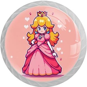 JACHAW voor Princess Peach witte ronde ladetrekkers met schroeven (4 stuks) - ABS kristalglazen kastknoppen, 3,5 x 2,8 x 1,7 cm, keukenbeslag dressoir handgrepen kastknoppen
