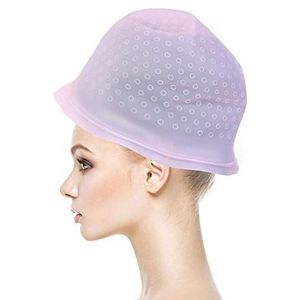 Kapsalon Siliconengel Cap, Professionele Herbruikbare Haarkleuring Markeer Cap Met Haak Frosting Kleurende Cap Professionele Salon Siliconen Kappers Gereedschap(roze)