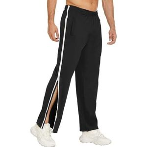 Revalidatiebroek, Herenjoggingbroek, Zijopening, Lange Baggy Sportbroek Aan De Zijkant Met Ritssluiting, Vrijetijdsbroek Met Wijde Pijpen, Sportbroek (Color : Noir, Size : 3XL)