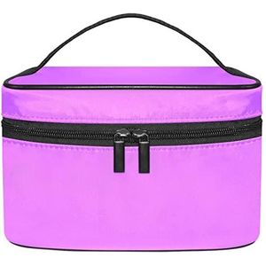 Draagbare Make-up Tas Reizen Cosmetische Zakken Voor Vrouwen Meisjes Rits Pouch Case Organizer Pure Paars Violet Kleur Patroon, Meerkleurig, 22.5x15x13.8cm/8.9x5.9x5.4in