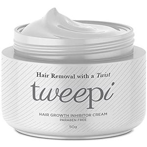 Tweepi Haargroei-remmer, anti-haargroeicrème, duurzame ontharing voor lichaam en gezicht, moderne miereneicrème, parabenenvrij haar, made in UK, 50 g, parabenvrij
