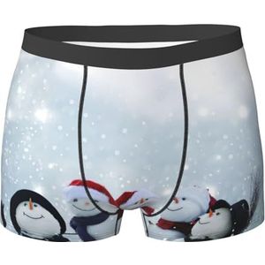 EdWal Merry Christmas sneeuwprint heren atletisch ondergoed, heren ondergoed, boxerslip, zacht ondergoed, Zwart, XXL