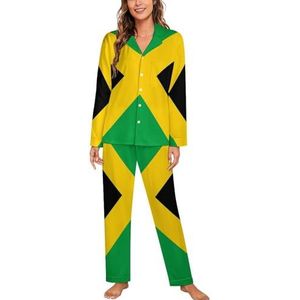 Vlag van Jamaica pyjama met lange mouwen voor dames, klassieke nachtkleding, nachtkleding, zachte pyjama's, loungesets