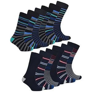 12 paar multipack bamboe sokken voor heren | Nieuwigheid veelkleurig gewatteerd grappig ontwerp crew sokken | Maat 6-11 UK, GEASSORTEERD, 40-45 EU