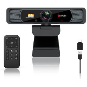 Angetube 4K Webcam - Ultra HD USB camera met privacykap en afstandsbediening, ingebouwde dubbele ruisonderdrukkende microfoon, met USC-C-adapter, plug-and-play, geschikt voor Win/MAC/PC/laptops