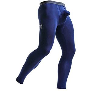 Ouruikia Thermisch Onderbroek voor Heren Modal Lange Onderbroek Zonder Label Lichtgewicht Thermische Broek Aparte Zak, Blauw, M