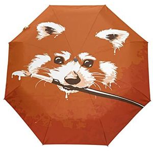 Oranje Schilderen Panda Bear Automatische Paraplu Winddicht Opvouwbare Paraplus Auto Open Sluiten voor Meisjes Jongens Vrouwen, Patroon, M
