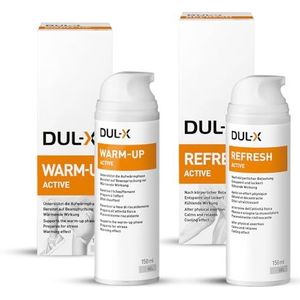 DUL-X Warm-Up Active Gel and DUL-X Refresh Active-gel, 2 eenheden, 2x150 ml. Jouw specialist in Spier- en Joint Care!