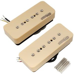 Wilkinson M-serie Gestapeld Keramisch Humbucker-Sized P90 Soapbar Single Coil Pickups Element Set voor SG/LP Elektrische Gitaar, Crème(Set van 2)