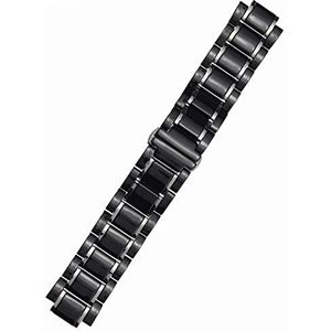 CZKE Keramische horlogeband voor GUESS horlogeband Light Plus roestvrijstalen armband 23 x 14 mm horlogebandjes (kleur: zwart zilver, maat: 23-14 mm)